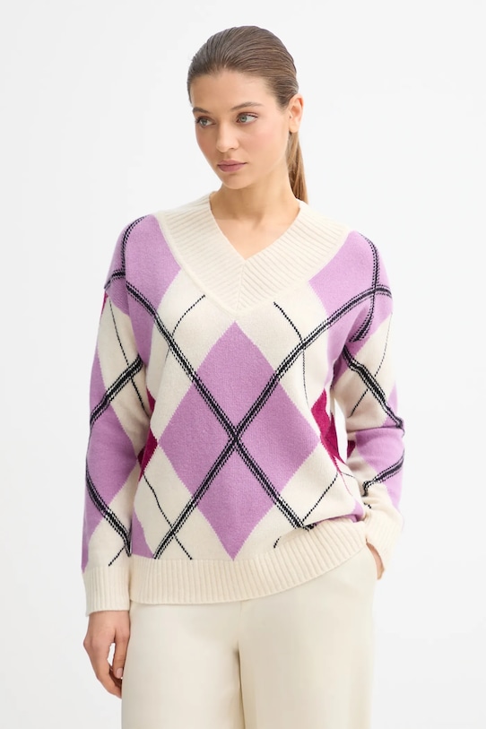 United Colors of Benetton sweter z dodatkiem wełny szpic fioletowy 1444E204E