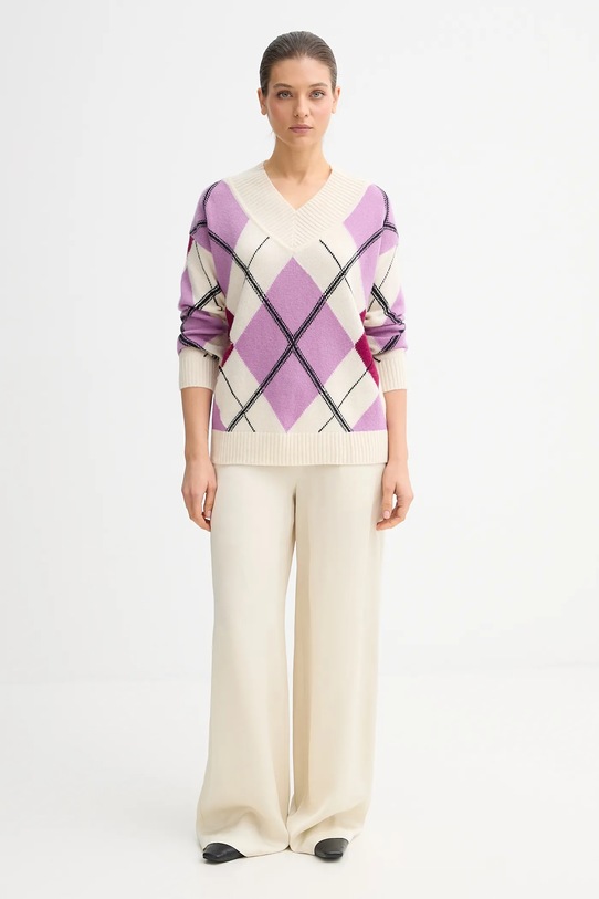 United Colors of Benetton sweter z dodatkiem wełny 1444E204E fioletowy AW25