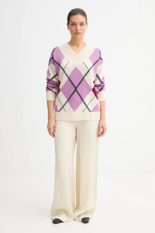 United Colors of Benetton sweter z dodatkiem wełny 1444E204E fioletowy AW25