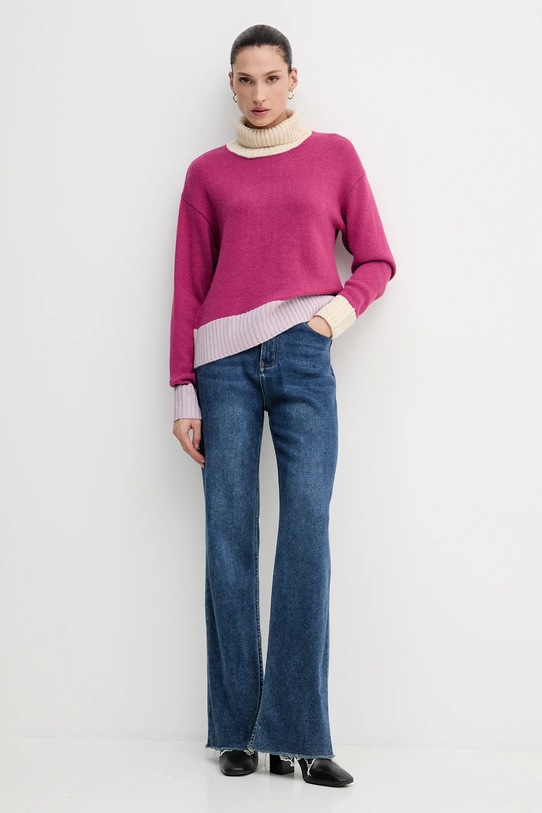 United Colors of Benetton sweter z dodatkiem wełny 16YCE204I różowy AW25