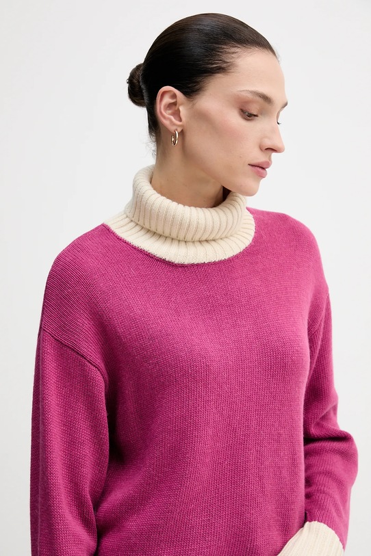 United Colors of Benetton sweter z dodatkiem wełny różowy 16YCE204I