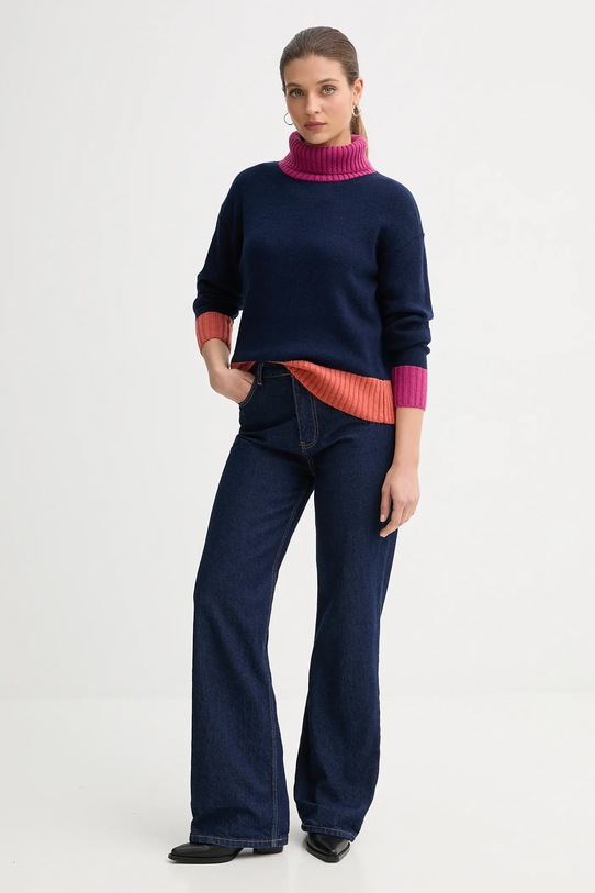 United Colors of Benetton sweter z dodatkiem wełny 16YCE204I granatowy AW25