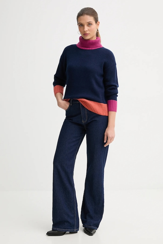 United Colors of Benetton sweter z dodatkiem wełny 16YCE204I granatowy AW25