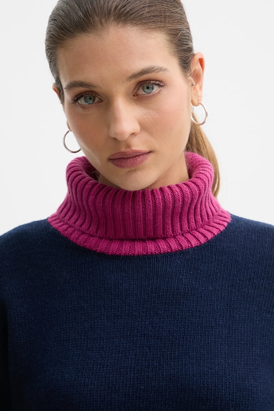 United Colors of Benetton sweter z dodatkiem wełny granatowy 16YCE204I