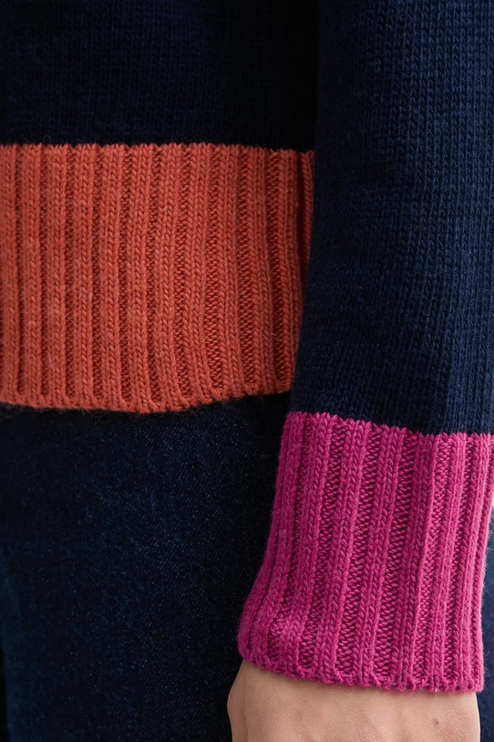 United Colors of Benetton sweter z dodatkiem wełny 16YCE204I granatowy