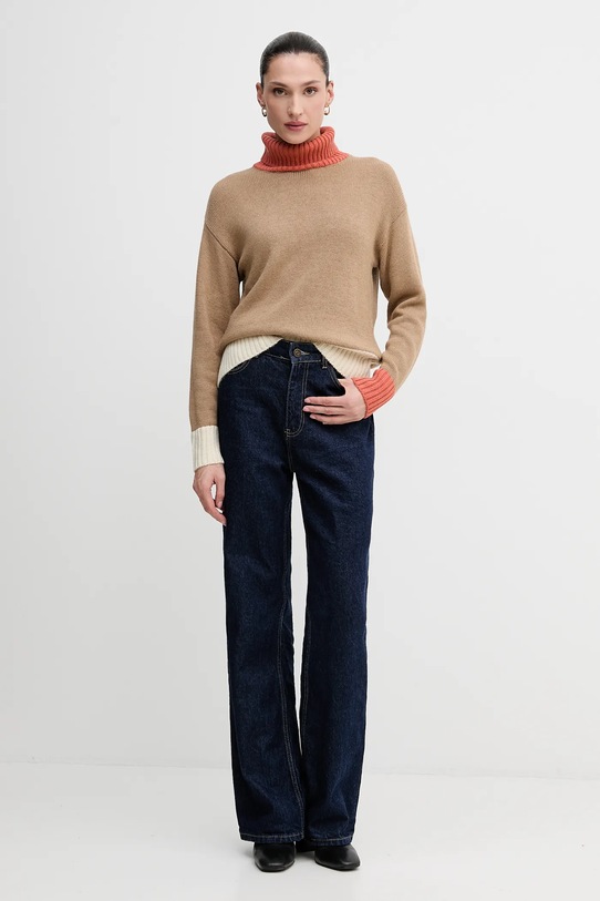 United Colors of Benetton sweter z dodatkiem wełny 16YCE204I beżowy AW25