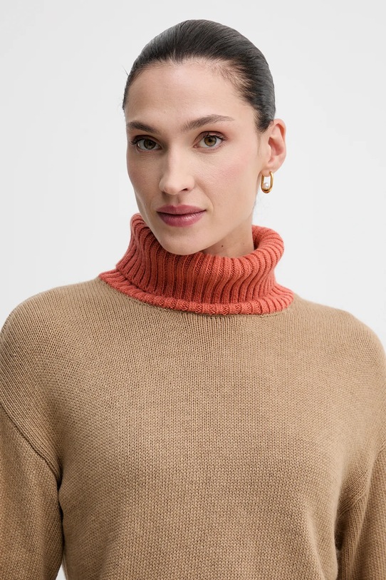 United Colors of Benetton pulóver gyapjúkeverékből bézs 16YCE204I