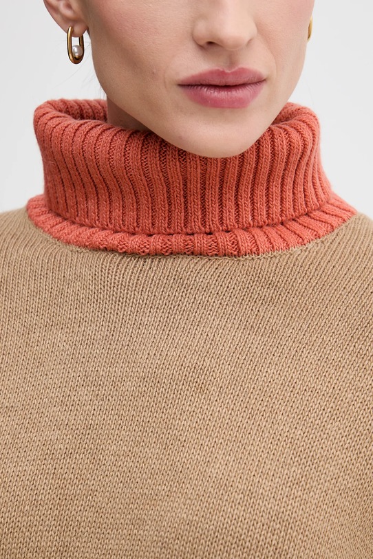 United Colors of Benetton pulóver gyapjúkeverékből 16YCE204I bézs