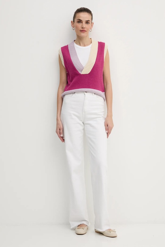 United Colors of Benetton kamizelka z dodatkiem wełny 16YCE403M fioletowy AW25