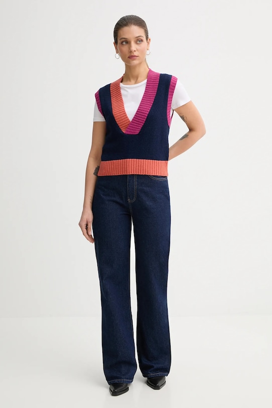 United Colors of Benetton kamizelka z dodatkiem wełny 16YCE403M granatowy AW25