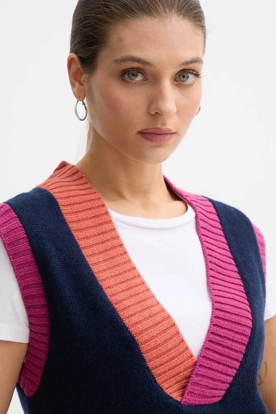 United Colors of Benetton kamizelka z dodatkiem wełny granatowy 16YCE403M