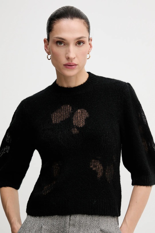 United Colors of Benetton sweter z dodatkiem wełny czarny 18L4E10EV
