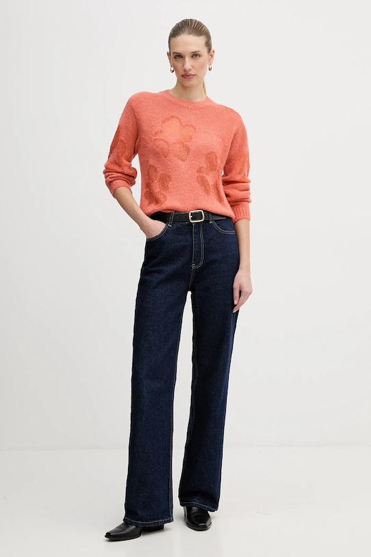 United Colors of Benetton sweter z dodatkiem wełny 18L4E10EW pomarańczowy AW25