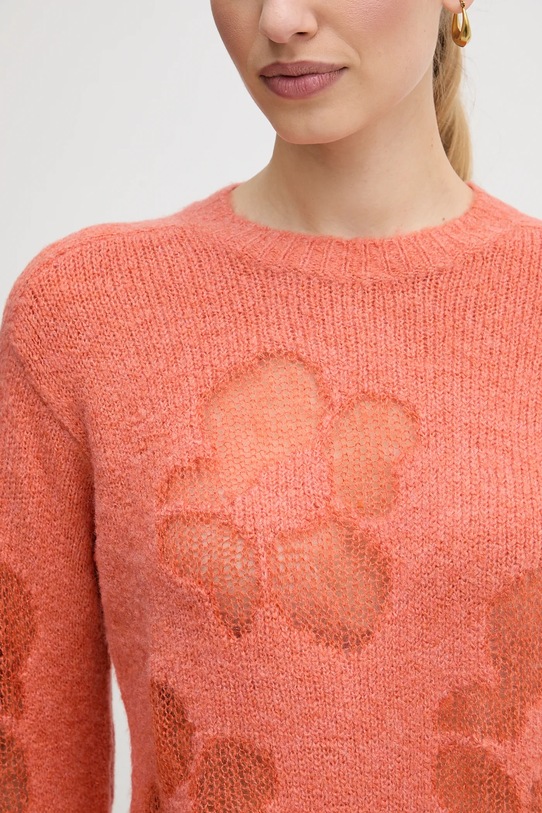 United Colors of Benetton sweter z dodatkiem wełny 18L4E10EW pomarańczowy