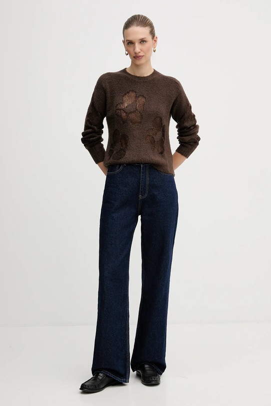 United Colors of Benetton sweter z dodatkiem wełny 18L4E10EW brązowy AW25