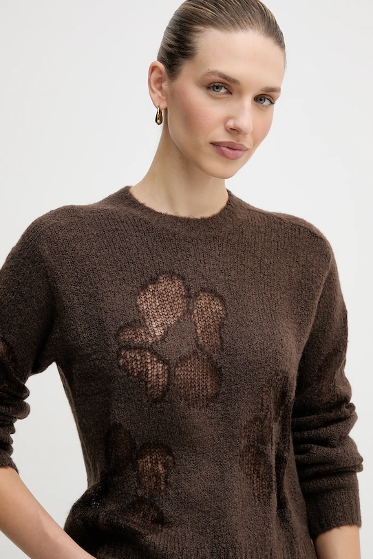 United Colors of Benetton sweter z dodatkiem wełny brązowy 18L4E10EW