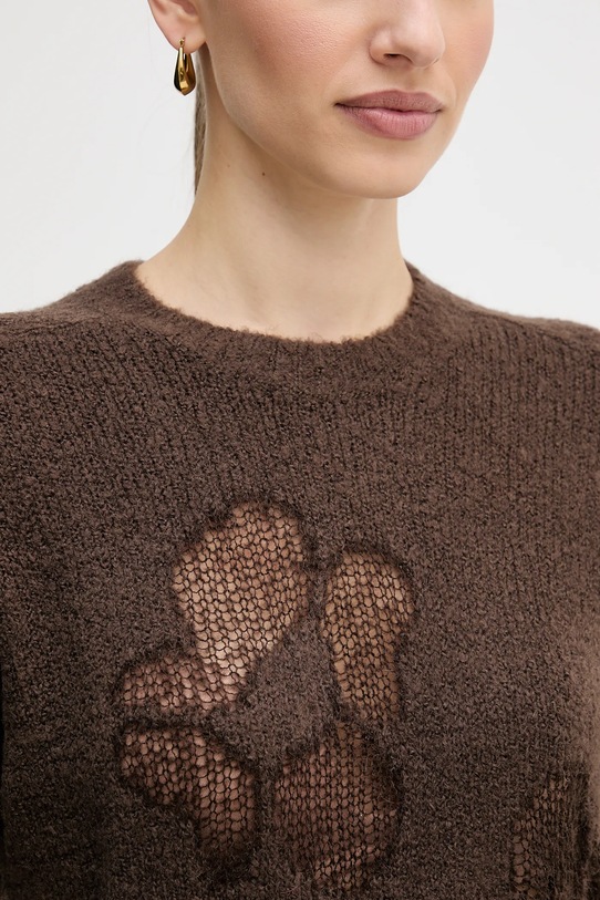 United Colors of Benetton sweter z dodatkiem wełny 18L4E10EW brązowy