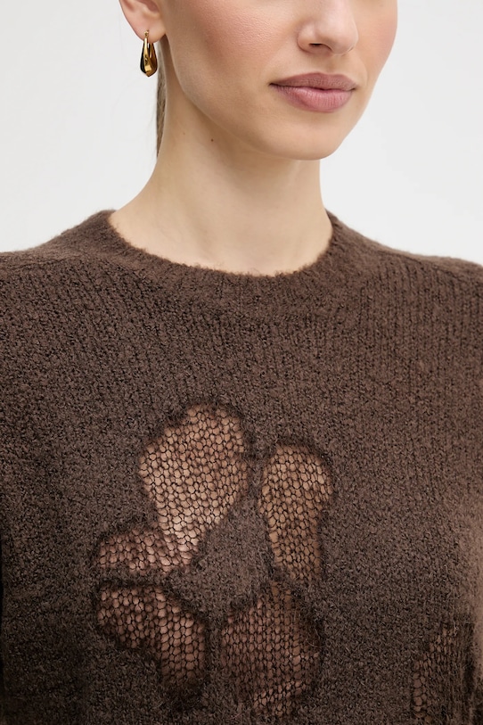 United Colors of Benetton sweter z dodatkiem wełny 18L4E10EW brązowy