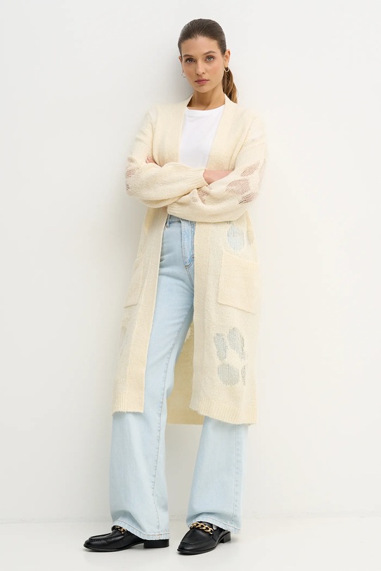 United Colors of Benetton sweter z dodatkiem wełny 18L4EN00J beżowy AW25