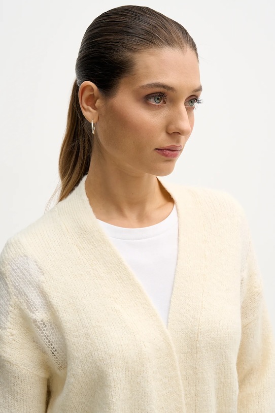 United Colors of Benetton sweter z dodatkiem wełny beżowy 18L4EN00J