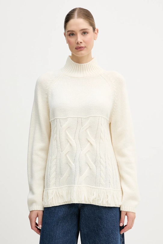 United Colors of Benetton sweter z dodatkiem wełny półgolf beżowy 191VD204A