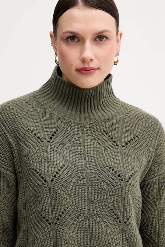 United Colors of Benetton sweter z dodatkiem wełny zielony 1FDFD10F2