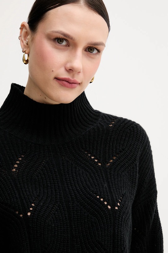 United Colors of Benetton sweter z dodatkiem wełny czarny 1FDFD10F2