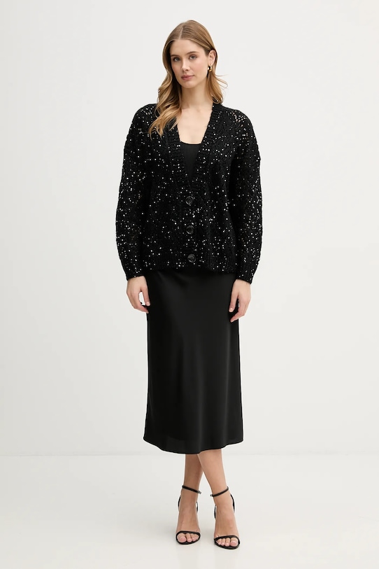 Πλεκτή ζακέτα United Colors of Benetton 1LPRD605A μαύρο AW25