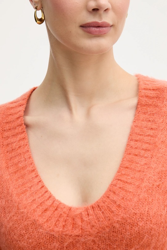 United Colors of Benetton sweter z dodatkiem moheru 1VAAD10EX pomarańczowy