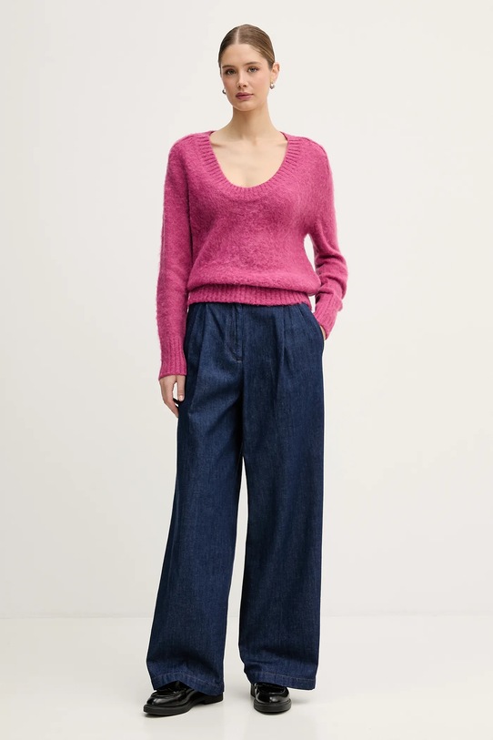 United Colors of Benetton sweter z dodatkiem moheru 1VAAD10EX różowy AW25