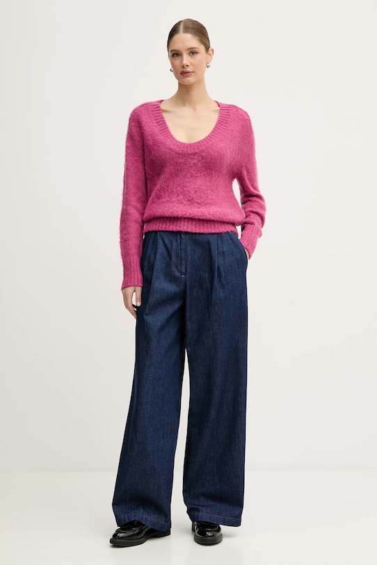 United Colors of Benetton sweter z dodatkiem moheru 1VAAD10EX różowy AW25