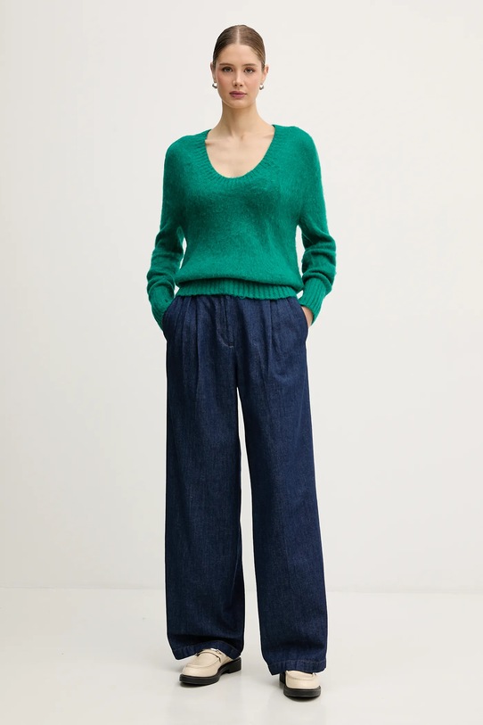 United Colors of Benetton sweter z dodatkiem moheru 1VAAD10EX zielony AW25