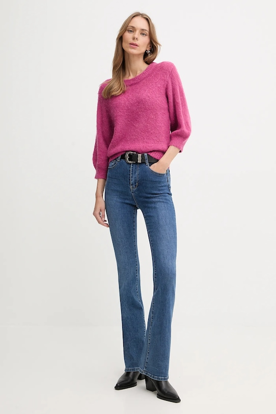 United Colors of Benetton sweter z dodatkiem moheru 1VAAD10F4 różowy AW25