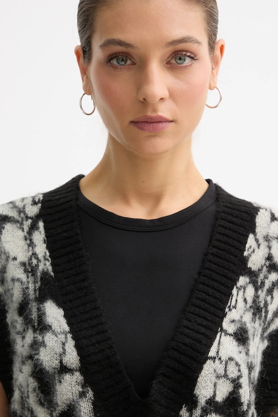 United Colors of Benetton kamizelka z domieszką moheru 1VAAE403E czarny