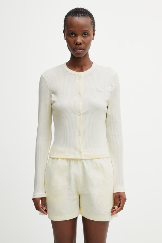 Maison Kitsuné cardigan Ribbed Baby Fox fine-knit beige PW00512KJ0134