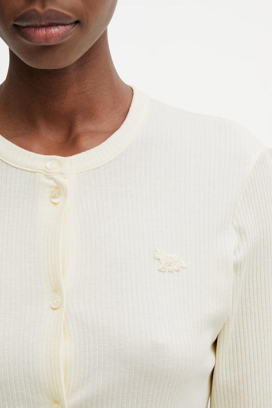 Maison Kitsuné cardigan Ribbed Baby Fox beige PW00512KJ0134