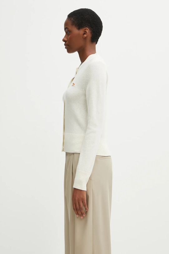 Вълнена жилетка Maison Kitsuné Baby Fox Lambswool Fitted PW00506KT1006 бежов AW25