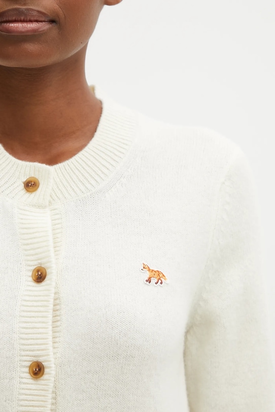 Вълнена жилетка Maison Kitsuné Baby Fox Lambswool Fitted бежов PW00506KT1006