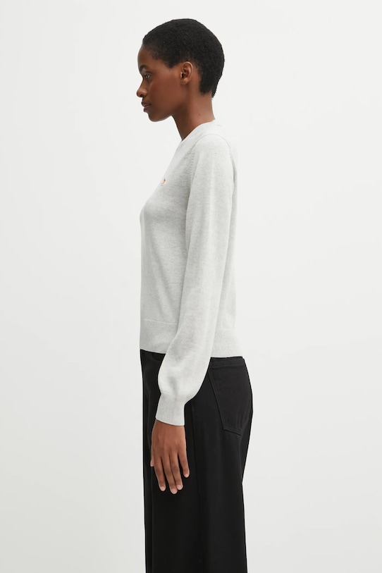 Вълнен пуловер Maison Kitsuné Baby Fox Merino Regular PW00801KT1181 сив AW25