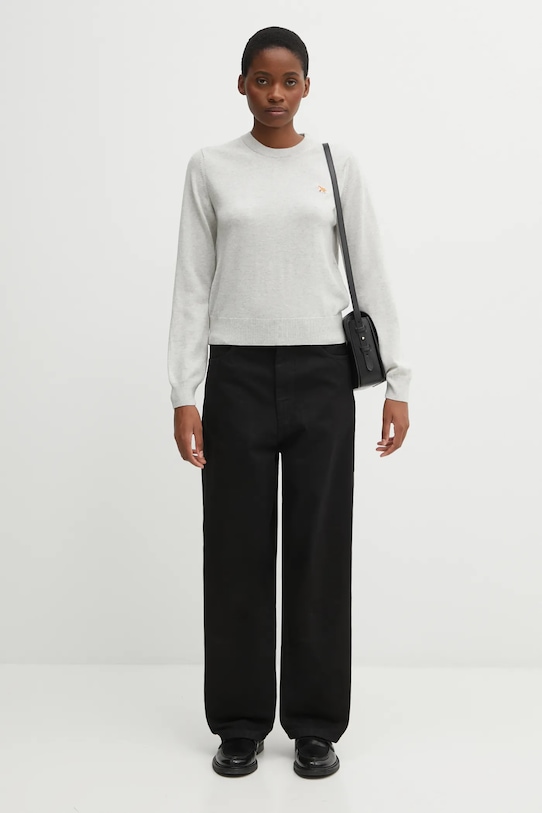 Вълнен пуловер Maison Kitsuné Baby Fox Merino Regular PW00801KT1181 сив