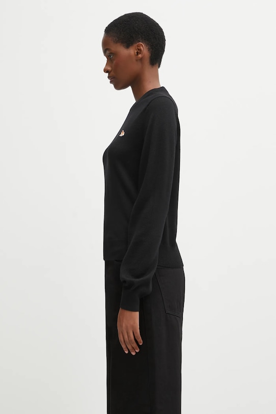 Вълнен пуловер Maison Kitsuné Baby Fox Merino Regular PW00801KT1181 черен AW25