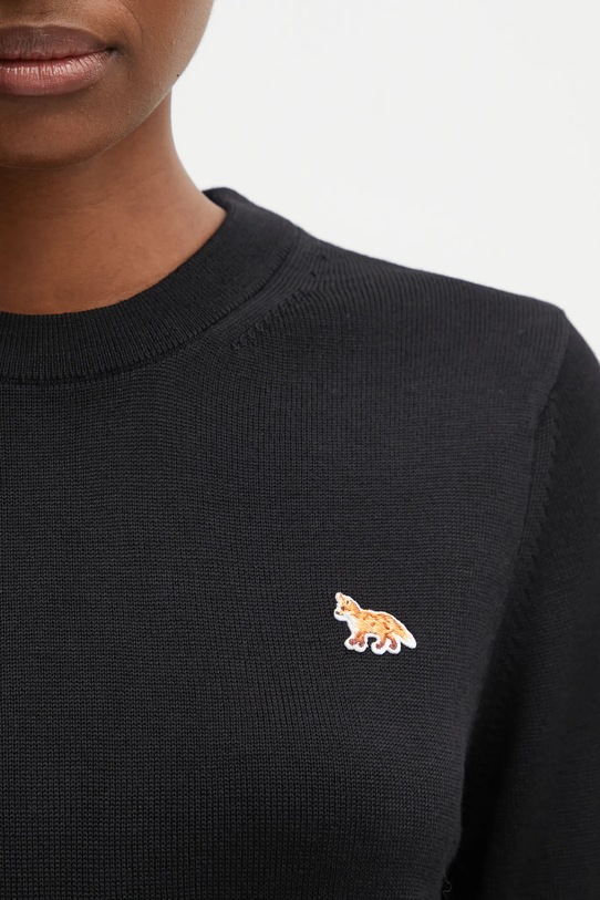 Вълнен пуловер Maison Kitsuné Baby Fox Merino Regular черен PW00801KT1181