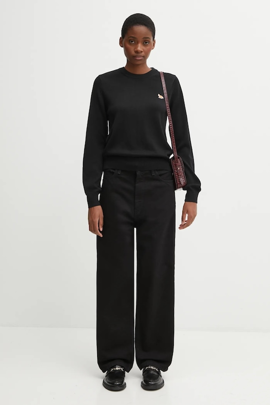 Вълнен пуловер Maison Kitsuné Baby Fox Merino Regular PW00801KT1181 черен