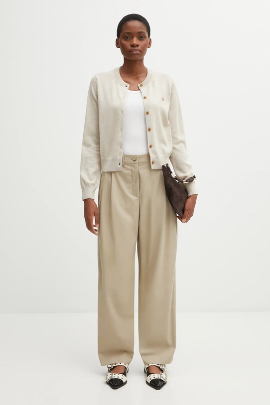 Maison Kitsuné cardigan in lana Baby Fox Merino Regular PW00502KT1181 beige