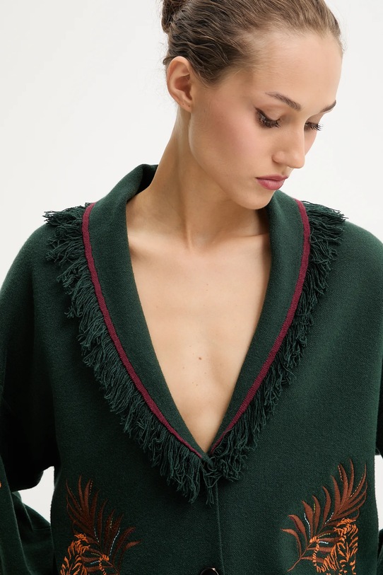 Never Fully Dressed kardigan zielony NFDKN724