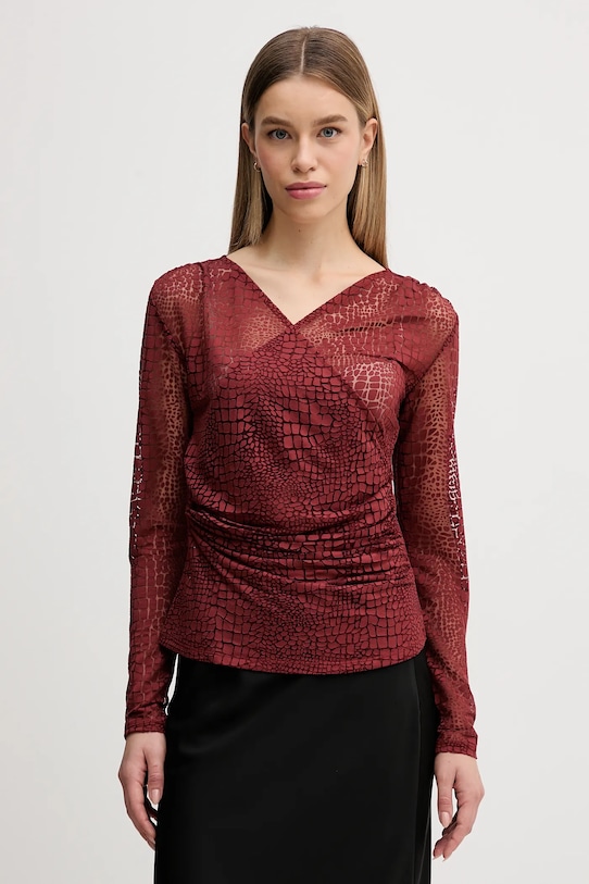 Sisley bluză cu modele burgundia 3NDXL401A