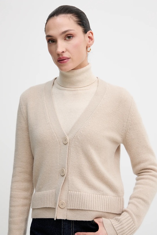 Sisley kardigan z dodatkiem wełny beżowy 122WL602S