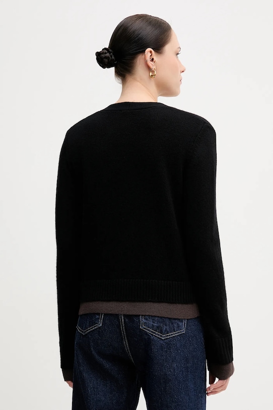 Odzież Sisley kardigan z dodatkiem wełny 122WL602S czarny