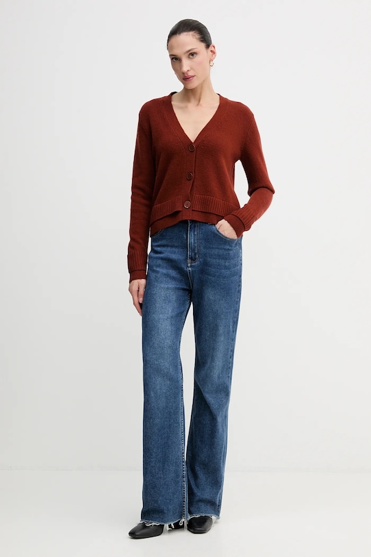 Sisley kardigan z dodatkiem wełny 122WL602S pomarańczowy AW25