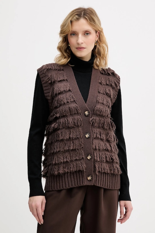 Sisley vestă din amestec de lână uni maro 18DLL602X